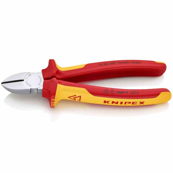 KNIPEX 0303381 Seitenschneider, 180mm, Schutzisoliert 1000V, Isoliert, VDE geprüft, Standard