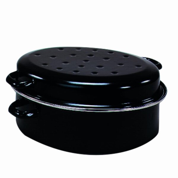 KRÜGER Gänsebräter, Stahlblech Gourmet 42 cm mit Deckel, 10,5 l
