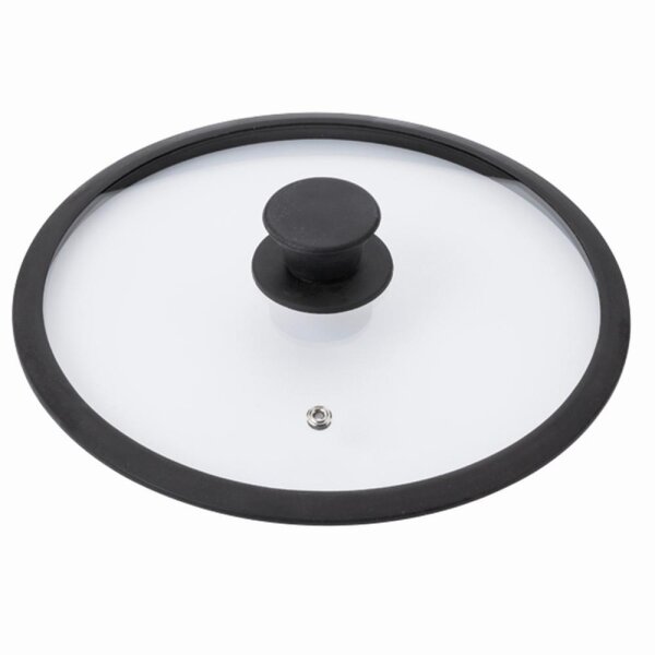 KRÜGER Glasdeckel 28cm mit Silikonrand, schwarz / transparent, 1 Stück