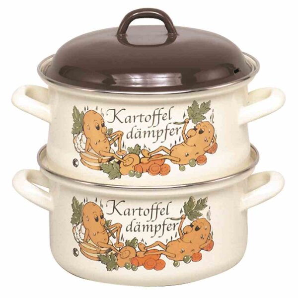 KRÜGER Kartoffeldämpfer, Biodünster, Kartoffeltopf, 20cm, Emaille