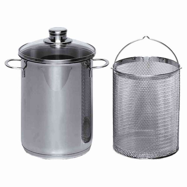 KRÜGER Spargeltopf, Spaghettitopf, Suppentopf, 4,5L, mit Einsatz, 24cm