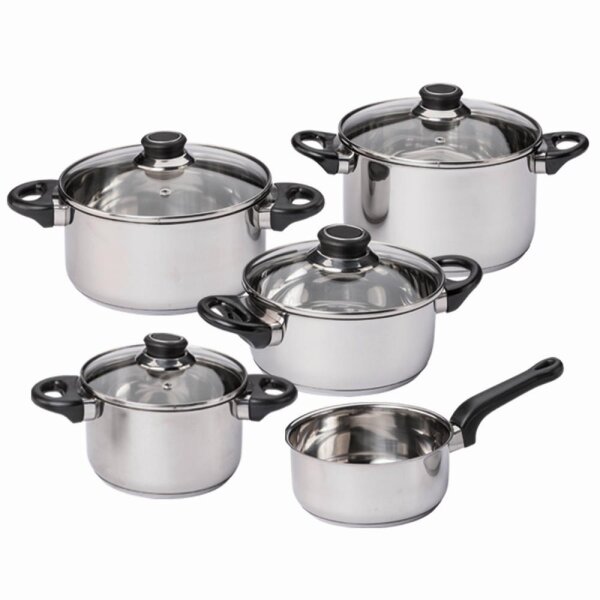 KRÜGER Kochtopf, Töpfe, Kochtöpfe mit Deckel, Set 9 teilig, Apollo