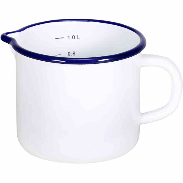 KRÜGER Milchtopf Husum 12 cm mit Ausguss Emaille weiß