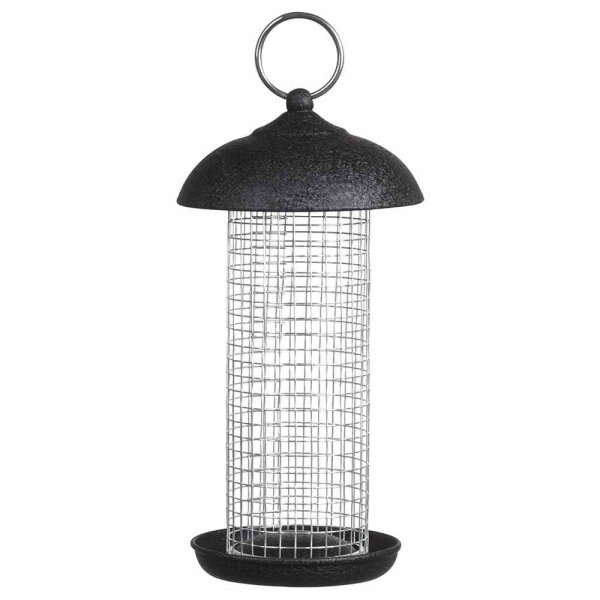 SIENA GARDEN Vogelfuttersäule Steel Line für Nüsse 20cm aus Stahl silber/schwarz