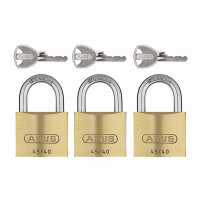ABUS Messing-Hangschloss 45/40, 3er Pack, Größe: 40 mm