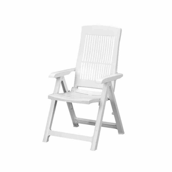 PROGARDEN Klappsessel Tampa 50x44x111 cm weiß Kunststoff Gartenstuhl Klappstuhl