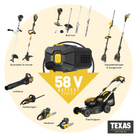 TEXAS PCZ5800 Akku 58V Hochentaster Kettensäge inkl. 4Ah Akku+ Ladeg.+Verläng.