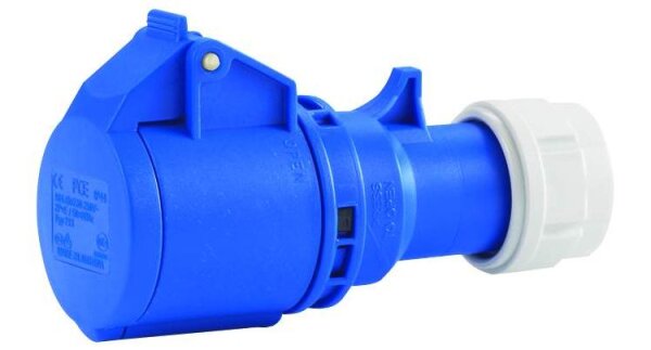 HEDI 9007 CEE-Kupplung 250V 16A mit Deckel & Schnellverschluss bis zu 3x2,5 mm²