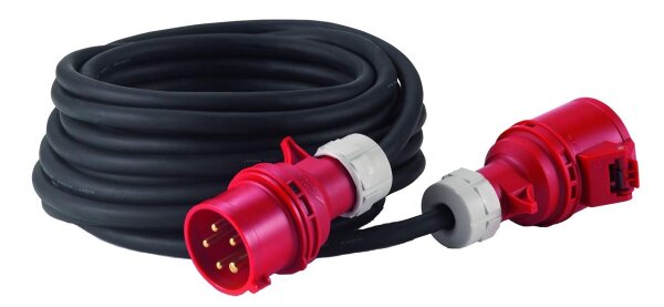 HEDI VKD1016F Drehstrom-Verlängerungsleitung 16 A, 10 m, mit Phasenwendestecker, für den ständigen Einsatz im Freien