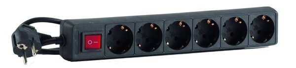 HEDI SLS614S 6-fach-Steckdosenleiste, schwarz, 230 V mit Schalter