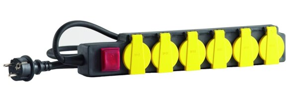 HEDI SLS630SF 6-fach-Steckdosenleiste, schwarz, 230 V mit Schalter