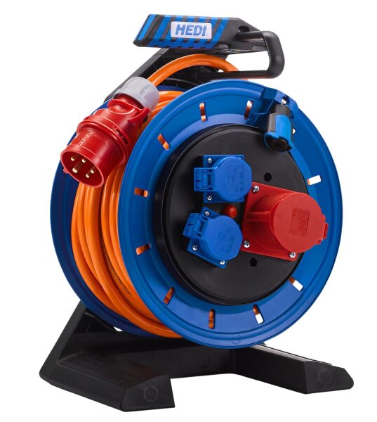 HEDI K7D2516Q2T Vollkunststoff Kabeltrommel „Generation 7“ 25m für Bau und Außen
