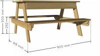 SOULET Picknicktisch mit Sandkasten Holztisch Spieltisch Kiefernholz Gartentisch