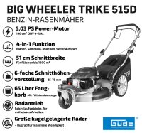 GÜDE Rasenmäher Benzin mit Antrieb Trike Big Wheeler 515D 4in1 196cm³ 51cm 5PS