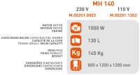 SIRL MH140 Profi Betonmischer 230V Zwangsmischer Betonmischmaschine 130L 145kg