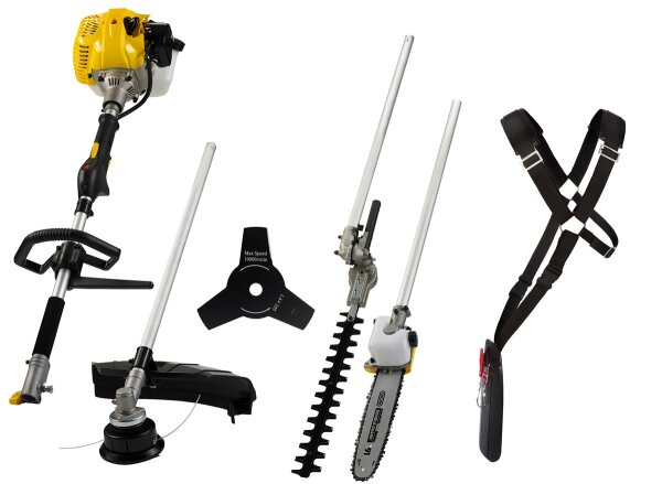 TEXAS Gartenpflegeset BCU33M 4in1 Benzin Hochentaster Rasentrimmer Motorsense