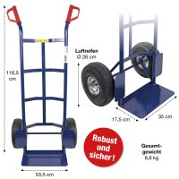 HBH® Sackkarre 200kg Luftreifen Stahlfelge TK200LU01...