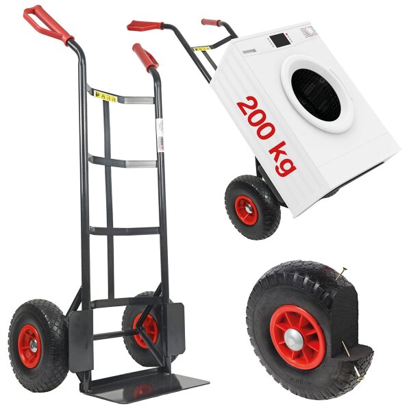 HBH® Sackkarre 200kg Pu-Rad TK200PU01 schwarz Transportkarre Vollgummireifen