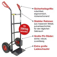 HBH® Sackkarre 200kg Pu-Rad TK200PU01 schwarz Transportkarre Vollgummireifen