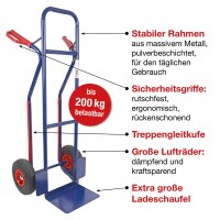 HBH® Sackkarre 200kg Luftreifen TK200LU04, hoher...