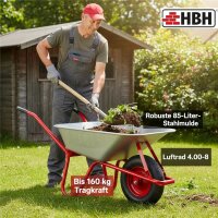 HBH® Schubkarre 85 Liter Garten Farbe rot Profi...