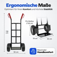 HBH Profi Schwerlast Sackkarre robuste Transportkarre 320kg pannensicher PU-Rad