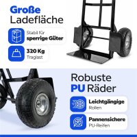 HBH Profi Schwerlast Sackkarre robuste Transportkarre 320kg pannensicher PU-Rad