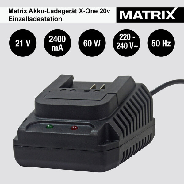 Matrix Akku Ladegerät 2,4A für Matrix X-One, passend für Kawasaki Power 20 2.WAHL