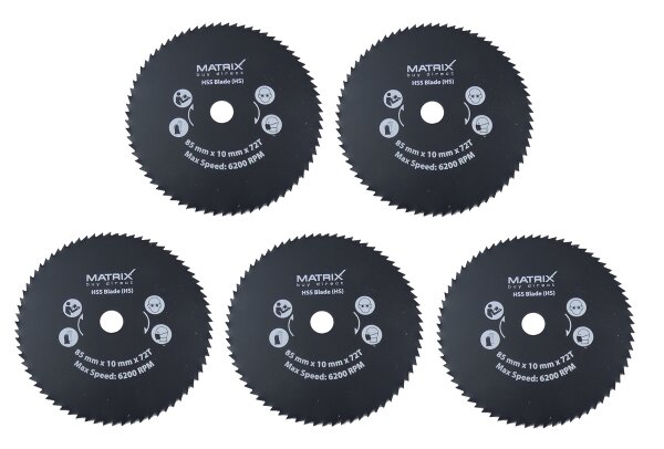 MATRIX 5x Sägeblatt für Mini Handkreissäge Kreissäge MCS 500 MCS 500-1