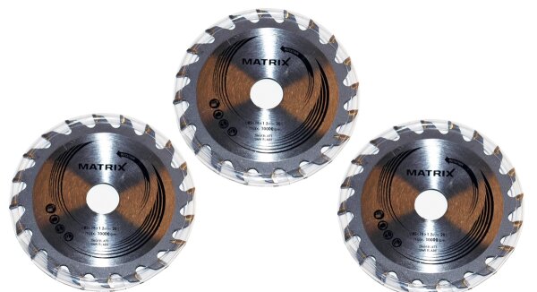 MATRIX Sägeblatt 3x Handkreissäge TCT Ersatzsägeblatt AKCS 12V Li 85mm 20 Zähne