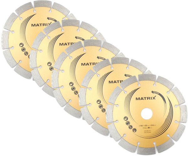 MATRIX Diamant Trennscheibe 5 Stück für Mauernutfräse Schlitzfräse WLC 2400
