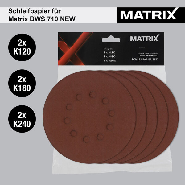 MATRIX Schleifpapier für Trockenbauschleifer DWS 600 710 710 NEW 6 Stück