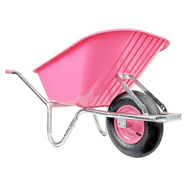 Matrix Schubkarre 100l 250kg Luftrad Kunststoffwanne Pink Rahmen verzinkt