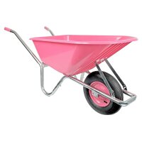 Matrix Schubkarre 100l 250kg Luftrad Kunststoffwanne Pink Rahmen verzinkt