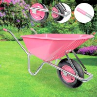 Matrix Schubkarre 100l 250kg Luftrad Kunststoffwanne Pink Rahmen verzinkt