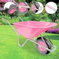 Matrix Schubkarre 100l 250kg Vollgummirad Kunststoffwanne pink Rahmen verzi