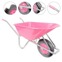 Matrix Schubkarre 100l 250kg Vollgummirad Kunststoffwanne pink Rahmen verzi