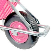 Matrix Schubkarre 100l 250kg Vollgummirad Kunststoffwanne pink Rahmen verzi