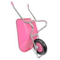 Matrix Schubkarre 100l 250kg Vollgummirad Kunststoffwanne pink Rahmen verzi
