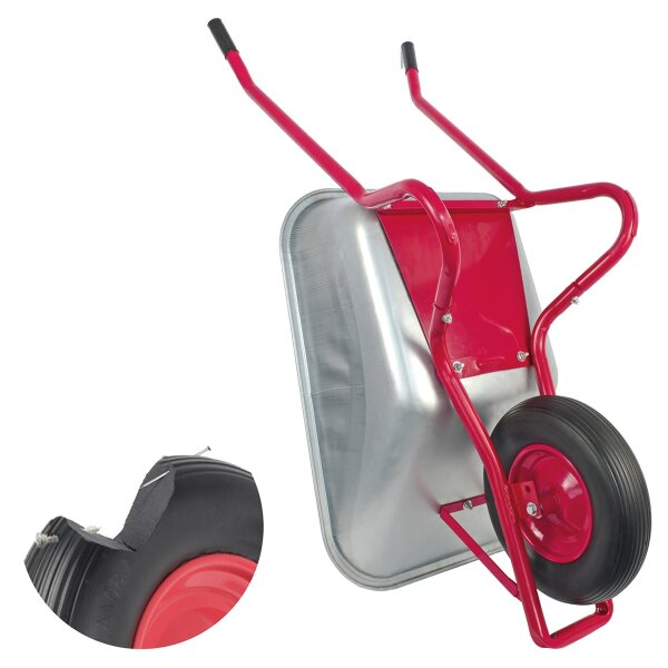 Matrix Schubkarre Profi 100l 250kg PU-Rad Bauschubkarre rot mit Bodenblech