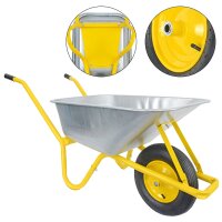 Matrix Schubkarre Profi 100l 250kg Luftrad Bauschubkarre gelb mit Bodenblech