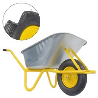 Matrix Schubkarre Profi 100l 250kg PU-Rad Bauschubkarre gelb mit Bodenblech