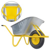 Matrix Schubkarre Profi 100l 250kg PU-Rad Bauschubkarre gelb mit Bodenblech