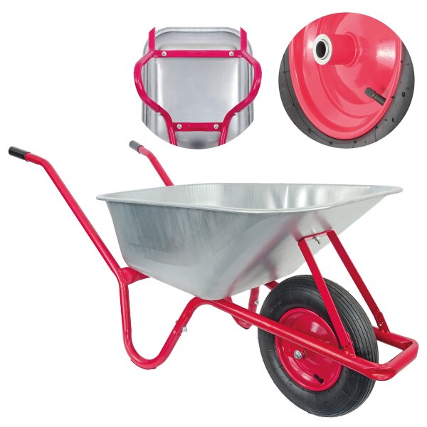 Matrix Marken Schubkarre groß Schubkarren 100l 250kg Luftrad Bauschubkarre rot