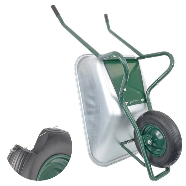 Matrix Schubkarre Profi 100l 250kg PU-Rad Bauschubkarre grün mit Bodenblech