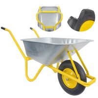 Matrix Schubkarre 100l 250kg PU-Rad Bauschubkarre gelb...