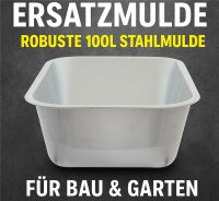 MATRIX Profi Schubkarrenmulde Ersatzmulde Stahlmulde 100L verzinkt silber