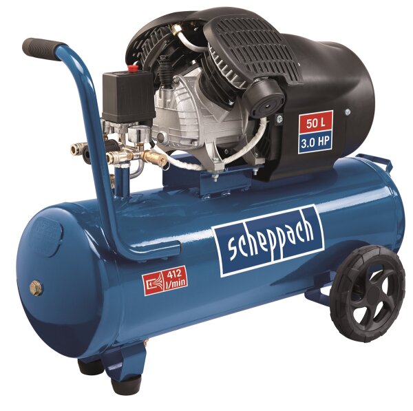 SCHEPPACH HC53dc Druckluft Kompressor ölgeschmiert Doppelzylinder 10bar 2,2kW 50L