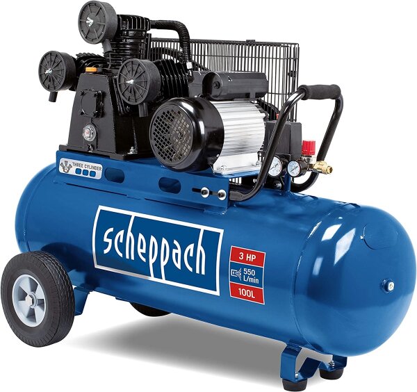 Scheppach Kompressor HC550TC Druckluft 10bar 100L Riemenantrieb 3-Zylinder 400V