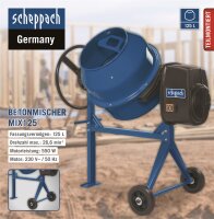 SCHEPPACH Betonmischer SET Mix 125 L Mörtelmischer inkl Siebtrommel Kompostsieb
